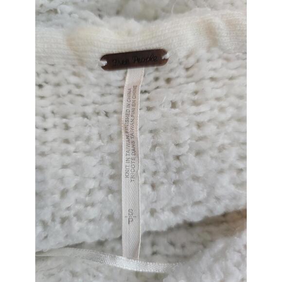 Free People Women's Oversized Sweater Small Cropped Ivory Cowl Neck‎ Cozy Light - Picture 4 of 5